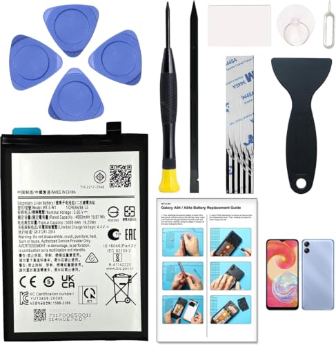 MAXSHARKS for Galaxy A04 - A04e Battery Replacement Kit, High-Capacity Li-ion Battery for WT-S-W1, with Toolkit & Manual