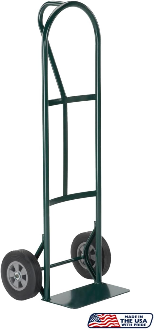 Harper Trucks 600lb Capacity Steel P-Handle Hand Truck, 8 inch Solid Rubber Wheels