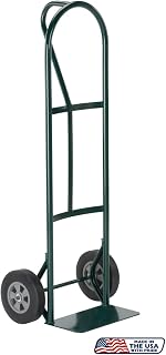 Harper Trucks 600lb Capacity Steel P-Handle Hand Truck, 8 inch Solid Rubber Wheels
