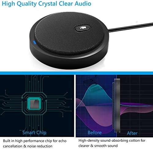MTFY USB Conference Microphone, Desktop Omnidirectional Condenser Boundary PC Computer Laptop Mic with Mute Function for Recording, Video Meeting, Gaming, Skype, VoIP Calls (Window/Mac)