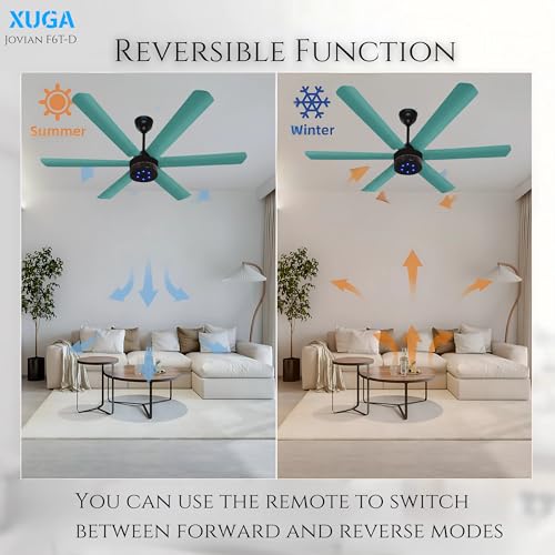 Image of XUGA Jovian F6T-D Premium Smart 1200mm, BEE 5-star BLDC fan,6 Blade,Remote Ceiling fan for Home, 100% Copper Motor,Energy Saving, High Air Delivery,LED(5 Year Warranty)