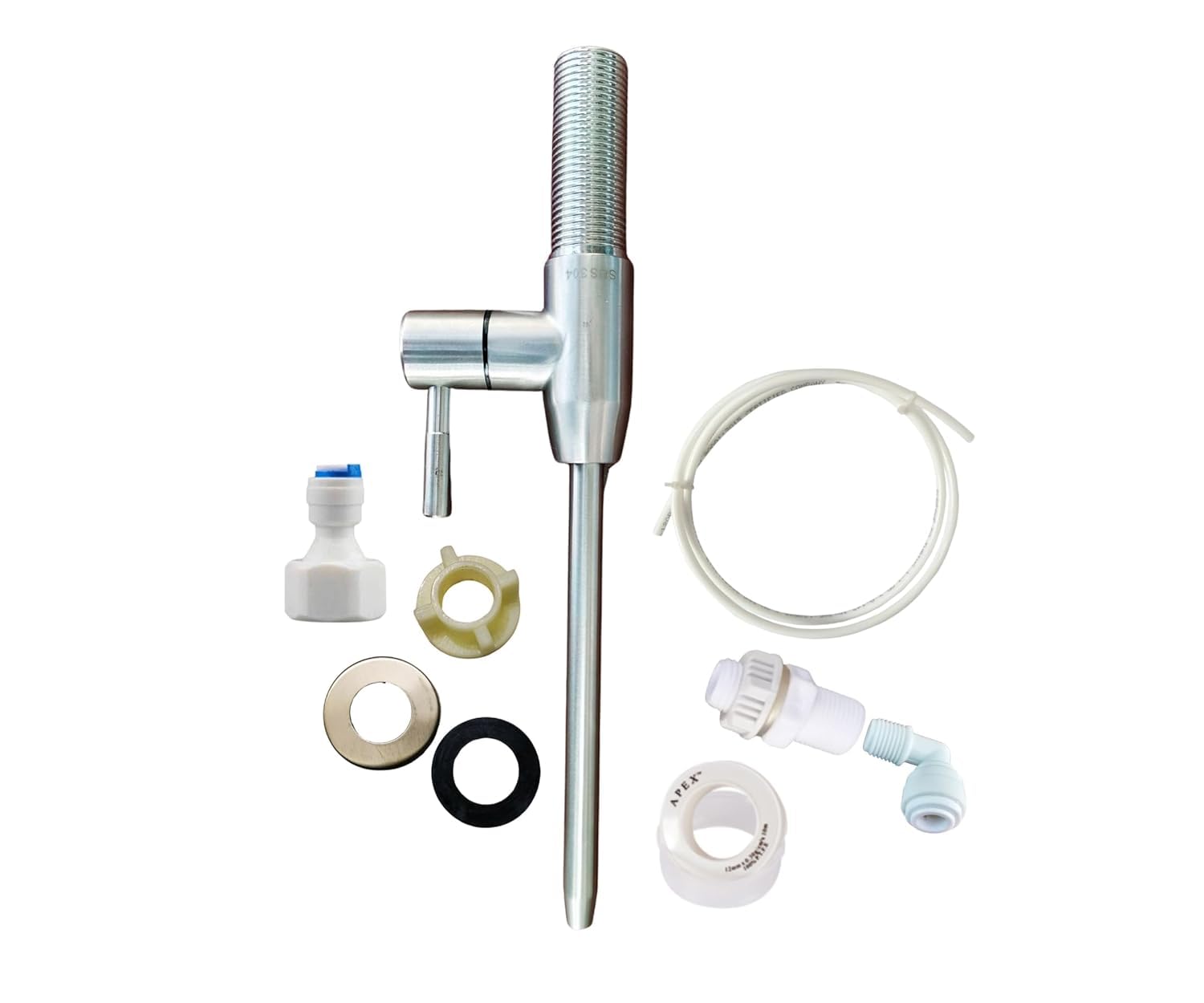 SS 304 RO Faucet Tap | Stainless Steel with Pipe & Fittings for Cabinet Mount | Leakproof RO WaterTap & Extender for Kitchen Purifier System (3/8")-picture-22
