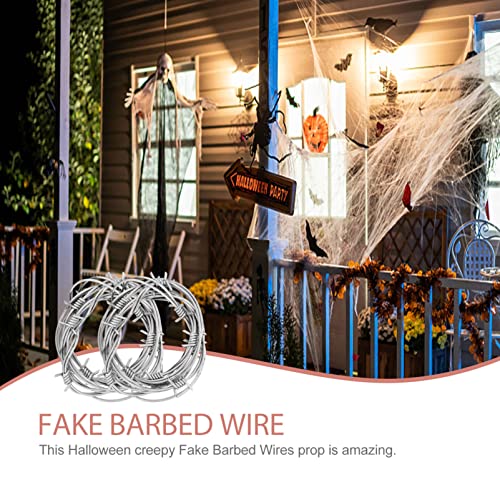 SAFIGLE Simulation Barbed Wires 94G Fake Silver Wire Garland 94 Inch Halloween Party Prank Toys Indoor Outdoor Scary Props Decoration - Image 3