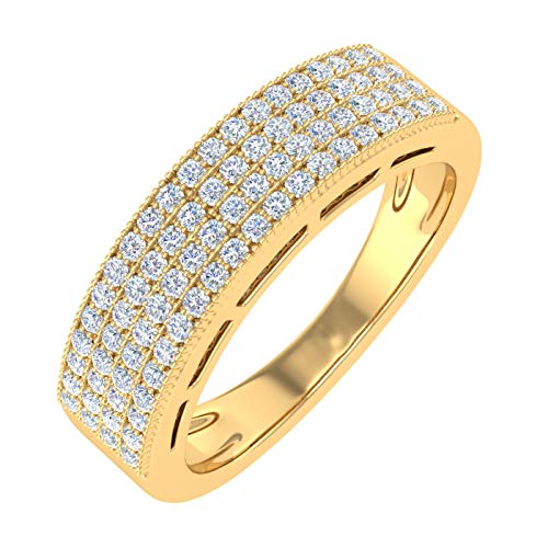 FINEROCK 1/2 Carat Diamond Wedding Band Ring in 10K Gold - IGI Certified
