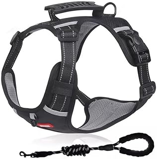 Hundegeschirr Mittelgroße Hunde, Anti Zieh Zug Geschirr für Hund mit Hundeleine und Antiziehgeschirr, Hundegeschirre Brustgeschirr No Pull Gepolstert Y Grosse Mittel Kleine Dog Harness (Schwarz, XL)