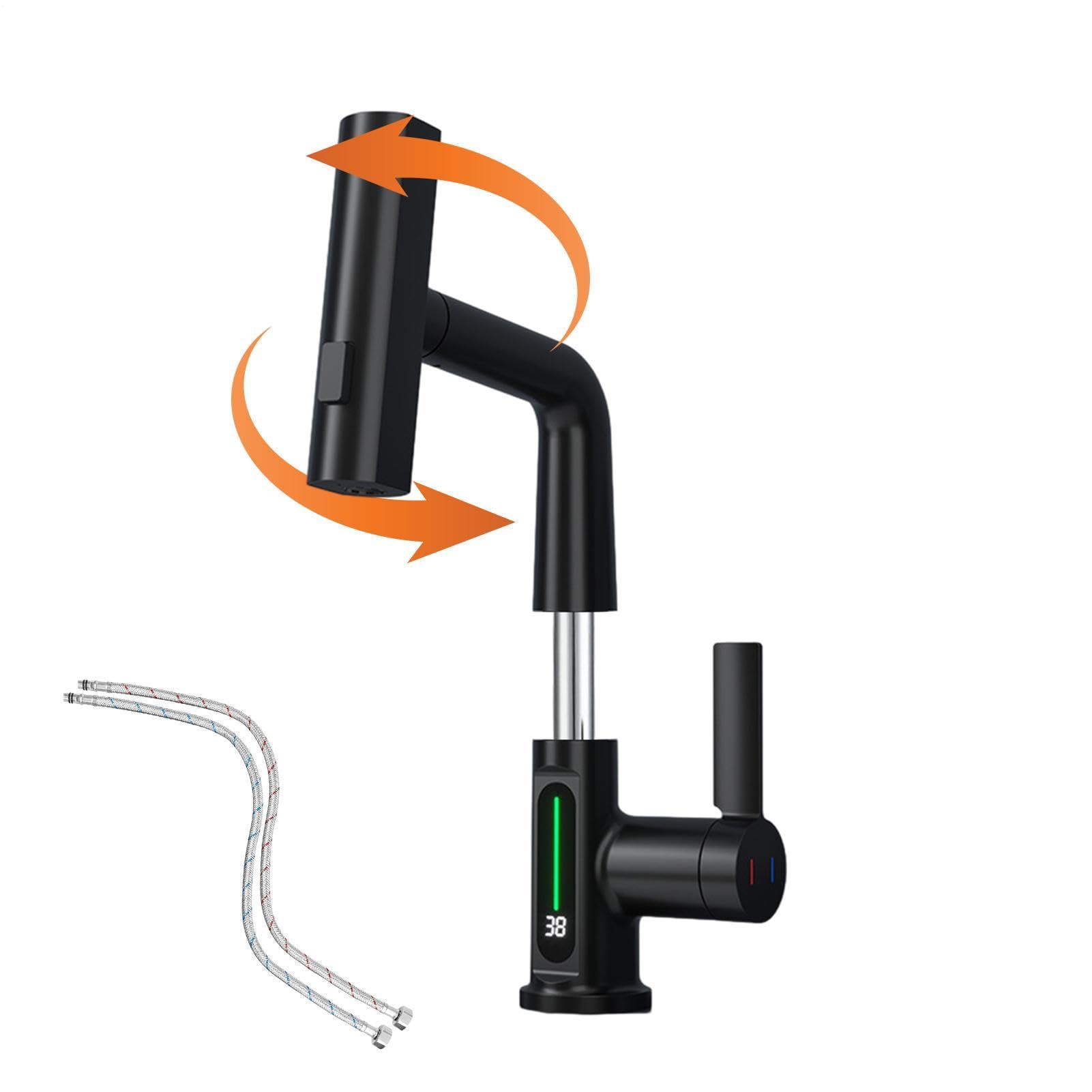 Rubinetto Per Rubinetto a Cascata Estraibile con Display Digitale e 5