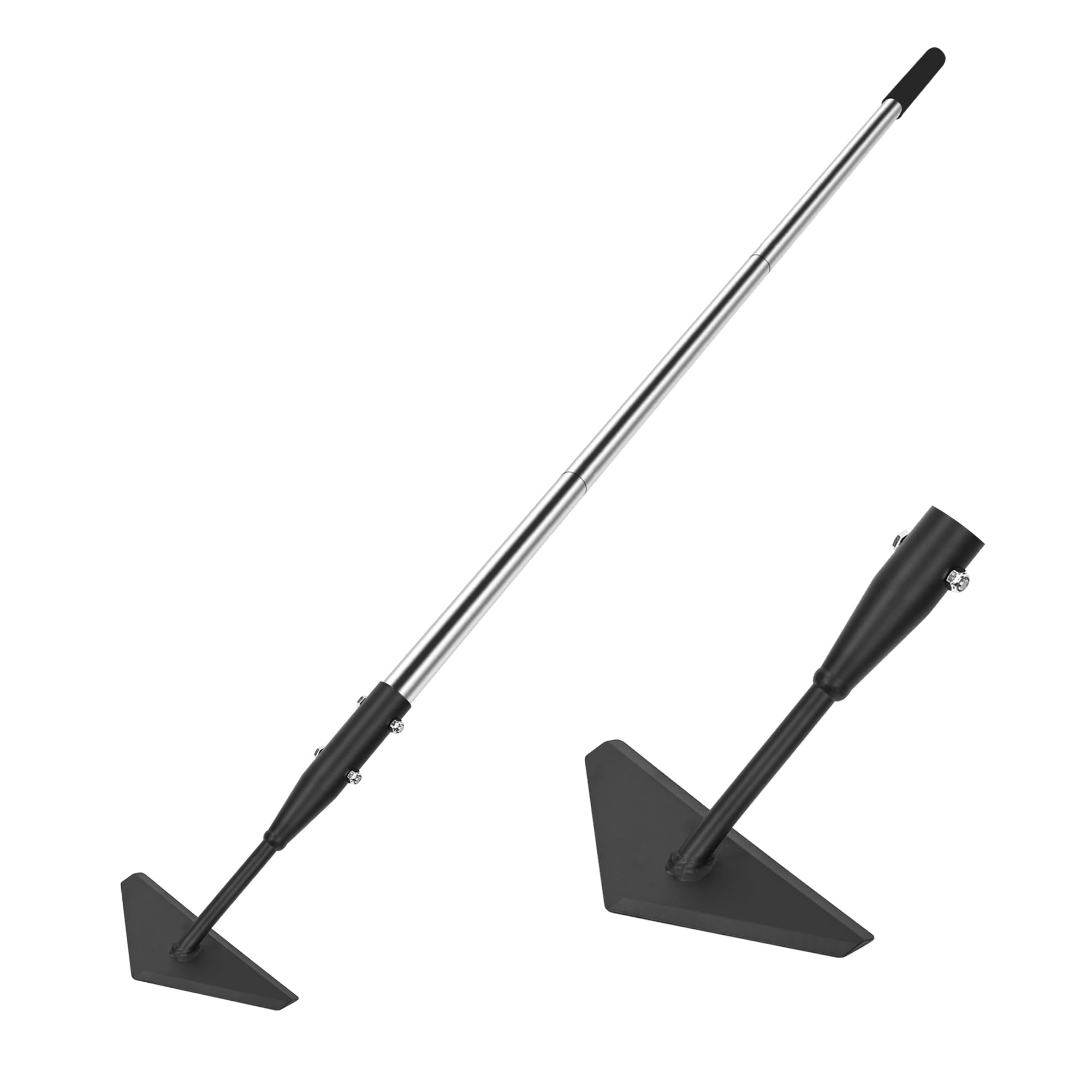 BARAYSTUS Triangle Garden Hoe, Carbon Steel Weed Remover Edger Lawn Tool with Stainless Steel Long Handle, Weed Puller Long Handle Hoe for Digging Weeding Hoeing Loosing Soil