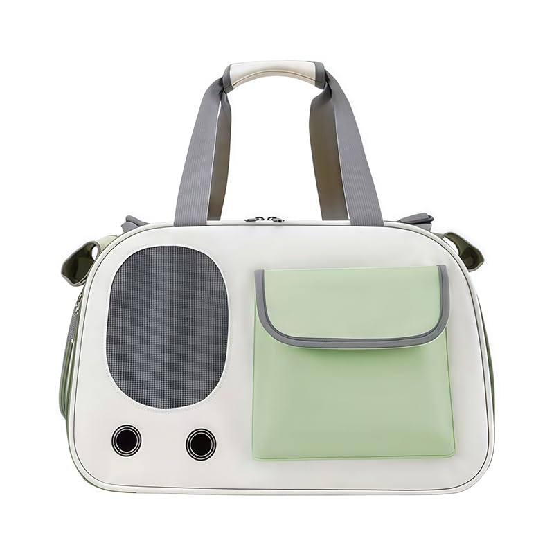 Transportín Perros Gatos para Subaru Impreza 2000-2026 Asiento Trasero Coche Bolsa de Transporte Plegable Bandolera Viaje Rejilla Transpirable,Beige/Green