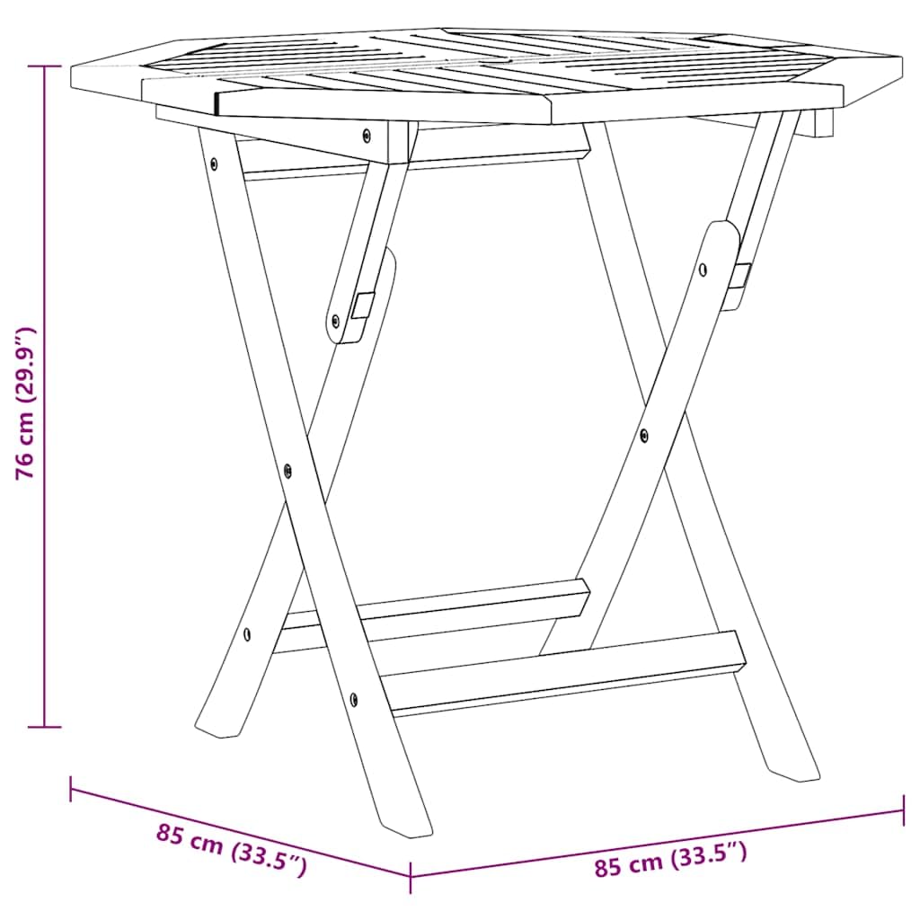 Fengshui Tavolo da giardino pieghevole, 85 x 85 x 76 cm, in legno di teak massiccio | Resistente alle intemperie, essiccato in camera, finemente levigato, facile da pulire, per campeggio e picnic