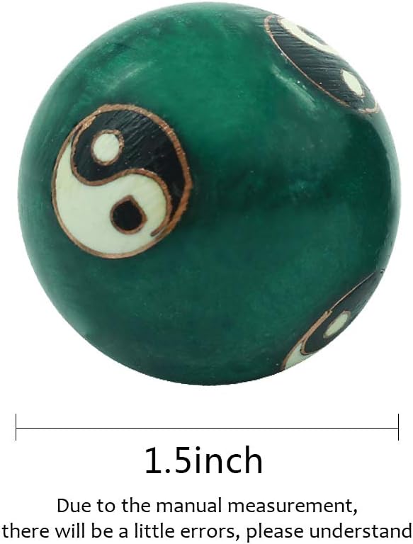 BRABUD 1.5'' Health Hand Balls Carved Tai Chi Pattern Cloisonne Exercise Stress Balls Craft Collection BS142 (S, Green)