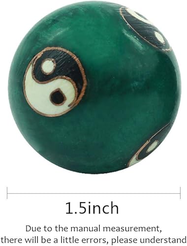 Miniatura 2 de BRABUD - Bolas de mano de salud talladas de 1.5 pulgadas, patrón de tai chi, Cloisonne, para ejercicio, colección artesanal BS142 (S, verde)