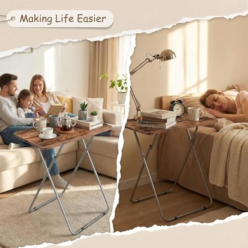 ZHUJERRY Tv Trays Folding Tv Table, Dinner Table for Eating with Sturdy Metal Frame, Small Foldable Snack Trays Table for Living Room, Couch,Sofa, Bed, No Assembly Required (Black Marble 2-Piece Set) by ZHUJERRY - Used condition - Image 4