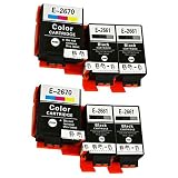 Caidi® Compatible Epson 266 267 T2661 T2670 Cartouches d'encre Replacement for pson WorkForce WF-100W Imprimante (6x(4 Noir,2 Tri-couleur))