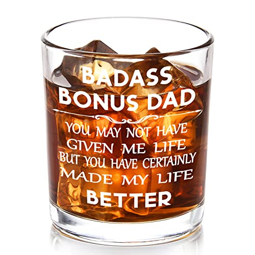 Futtumy Bonus Dad Gift, Bonus Dad You May Not Have Given Me Life But You Certainly Made My Life Better Whiskey Glass For Stepdad Bonus Dad Stepfather, Stepdad Rock Glass For Fathers Day Birthday, 10Oz #TOP9