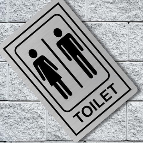 Image of Gents & Ladies Washroom Toilet Sign Board Self Adhesive Restroom Sign for Glass & Wooden Doors Ideal for Offices, Hospitals, Malls, and Businesses (6 inchx4 inch Stainless Steel)