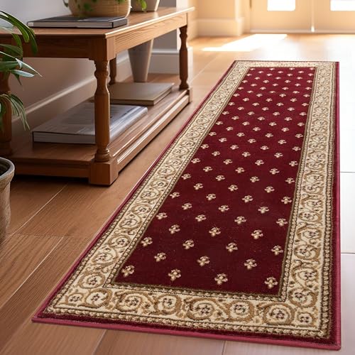 Well Woven Barclay Collection Fleur de Lis Red 2'3