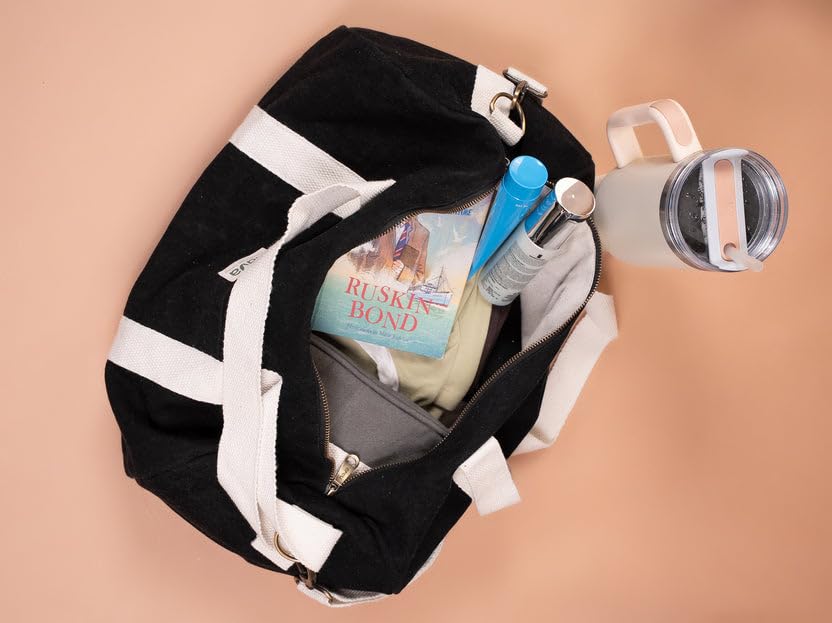 Image of Roam Duffel Bag | Soft Washed Cotton | Spacious & Organized | Detachable Shoulder Strap | Eco-Friendly Design | Durable with Metal Zippers | Perfect for Travel & Gym (Terracotta Brown)