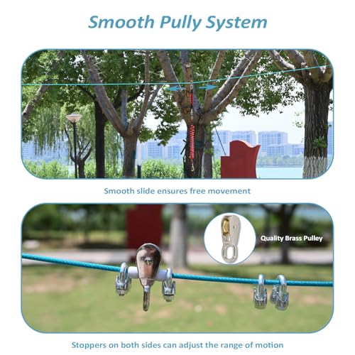 100FT Dog Run for Yard Heavy Duty with 10FT Tie Out Cable, Outdoor Leash Trolley System for Large Dog to 300Lbs - Image 5