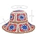 Multicolor Floral Crochet Straw Sun Hat Foldable Packable Wide Brim Bucket Hat Summer Beach Hat for Women (US, Alpha, One Size, Red)