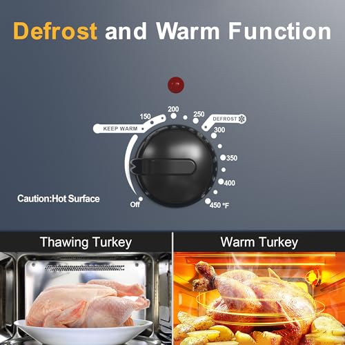 Image of 22 Quart Roaster Oven with Viewing Self-Basting Lid, Large Electric Turkey Roaster Oven with Defrost & Warm Function, Adjustable Temperature, Removable Pan & Rack, Stainless Steel, Blue