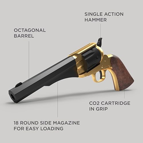 Miniatura 6 de Kit de pistola de CO2 dorado 1858 con 2 cartuchos de CO2 250 BBS (1858s)