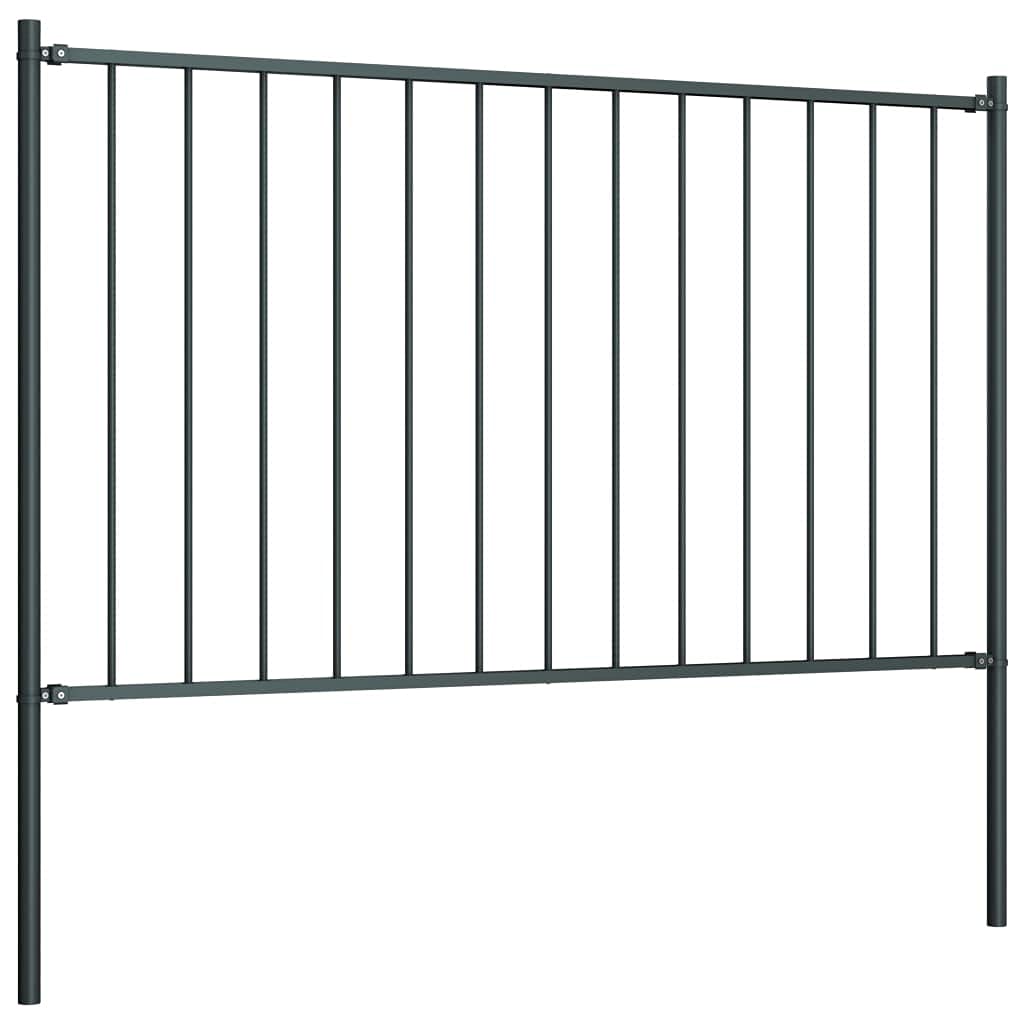 Panel ogrodzeniowy do domu i ogrodu, ze słupkami, stal malowana proszkowo, 1,7 x 1 m, antracyt, wybór mebli