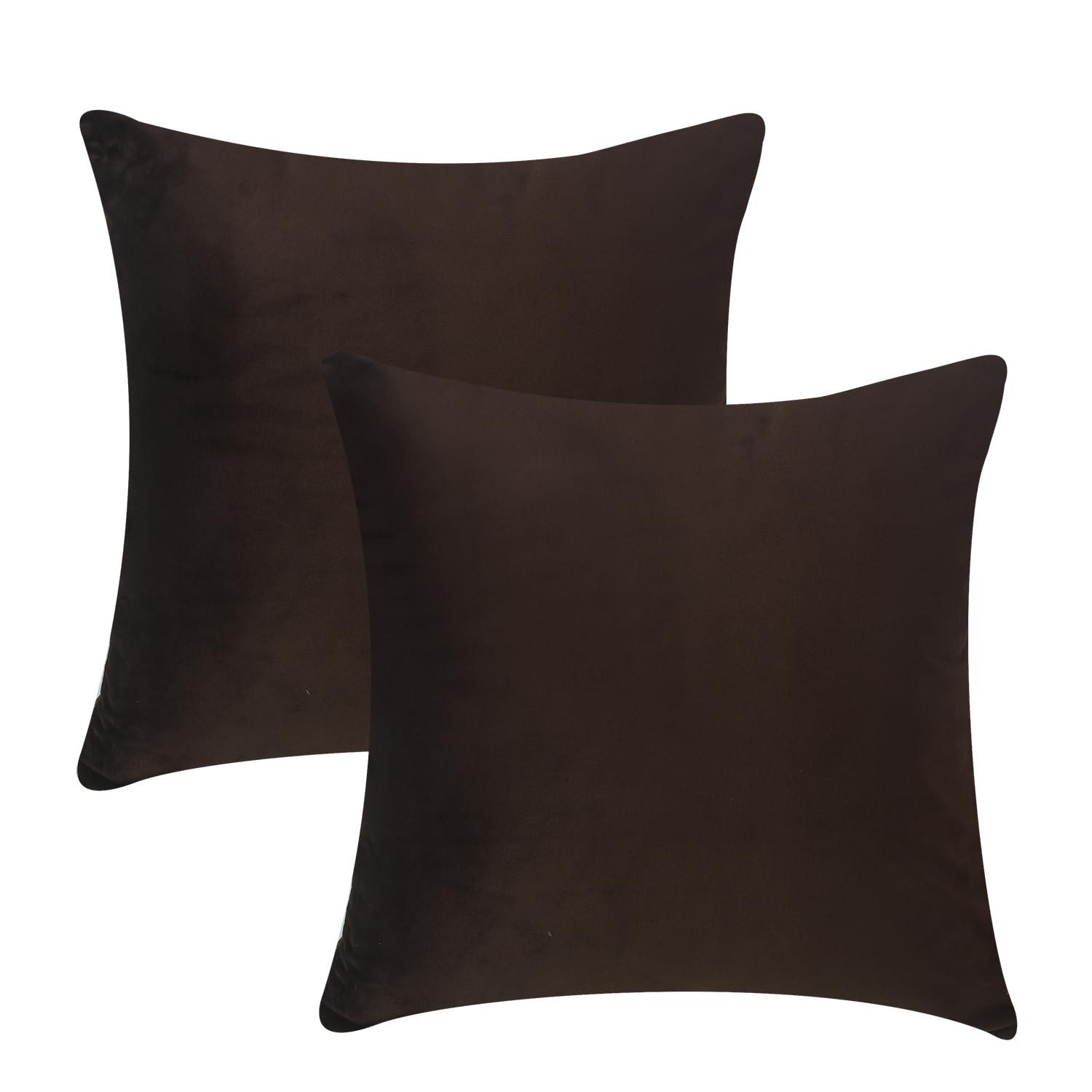 Hadi London Chocolate Velvet Cushion Covers Set Of 2 Square Cushions Cover For Sofa Bedroom Living Room With Invisible Zipper Fit Up To 45 X 45 Cm Or 18X18 Inch Inner