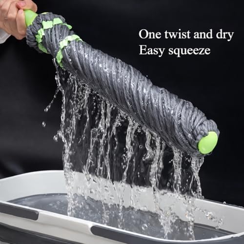 Image of Microfiber Twist Mop with Squeeze Mechanism and Bucket Compatibility for Floor Cleaning