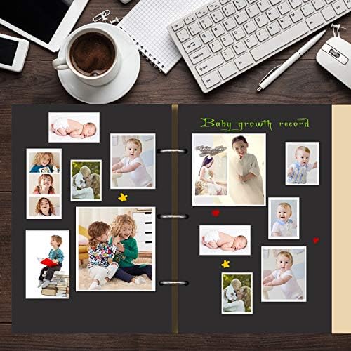 QIF Scrapbook Photo Album 60 Pages Handmade DIY Album, Black Page 10 x 7 inch A4 Craft Paper with 8 Metalic Marker Pens for Memory Book Wedding Guest Book, Anniversary Valentines Day Gifts