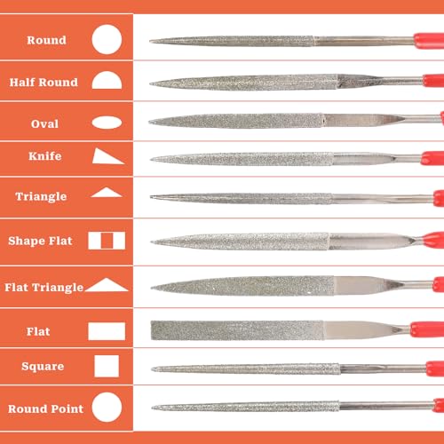 Mini Diamond Files Set, 10 Stück Diamant-Feilen-Set Mini Feilen Set Diamant Nadelfeilen Diamantfeile Diamantbeschichtetes Werkzeug Feilen Diamantnadelfeilen-Set für Metall Holz Stein Kunststoff
