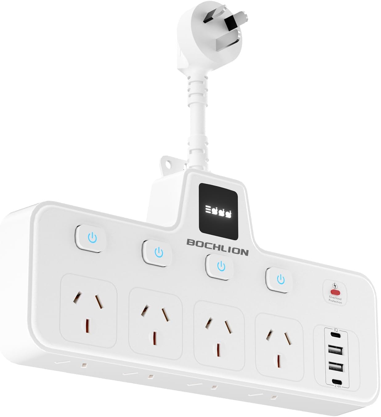 wall plug extender power strip with night light and USB-C