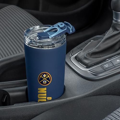 Image of Rico Industries NBA Basketball Denver Nuggets Navy 24oz Stainless Steel Tumbler with Lid and Dual Functioning Lid