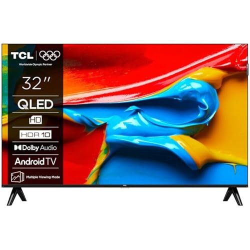TCL TV 32V4C - 32 HD Smart QLED Direct LED avec Android TV et HDR - Compatible avec Google Cast et Google Home, Delgado Design