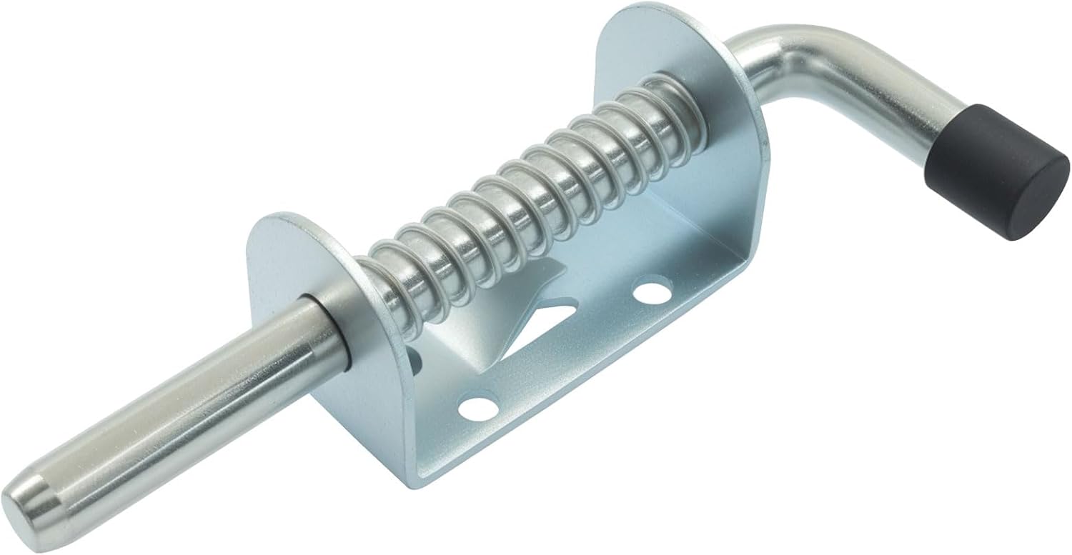 Zorfeter 2 Pack 5 Inch Spring Loaded Gate Latch Pin, Heavy Duty Barrel Bolt Door Latch Stainless Steel Barrel Bolt, Door Lock Latch for Cabinet/Shed/Trailer(Silver)