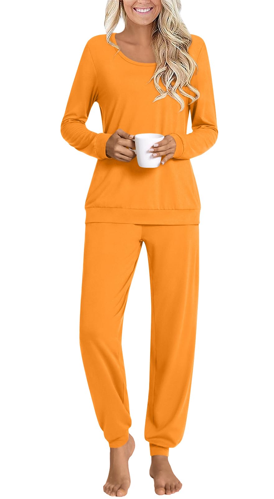 HOTGIFT Womens Pajamas Sets 2 Piece Lounge Pjs Set Long Sleeve Long Pant Ladies Sleepwear with Pockets Soft