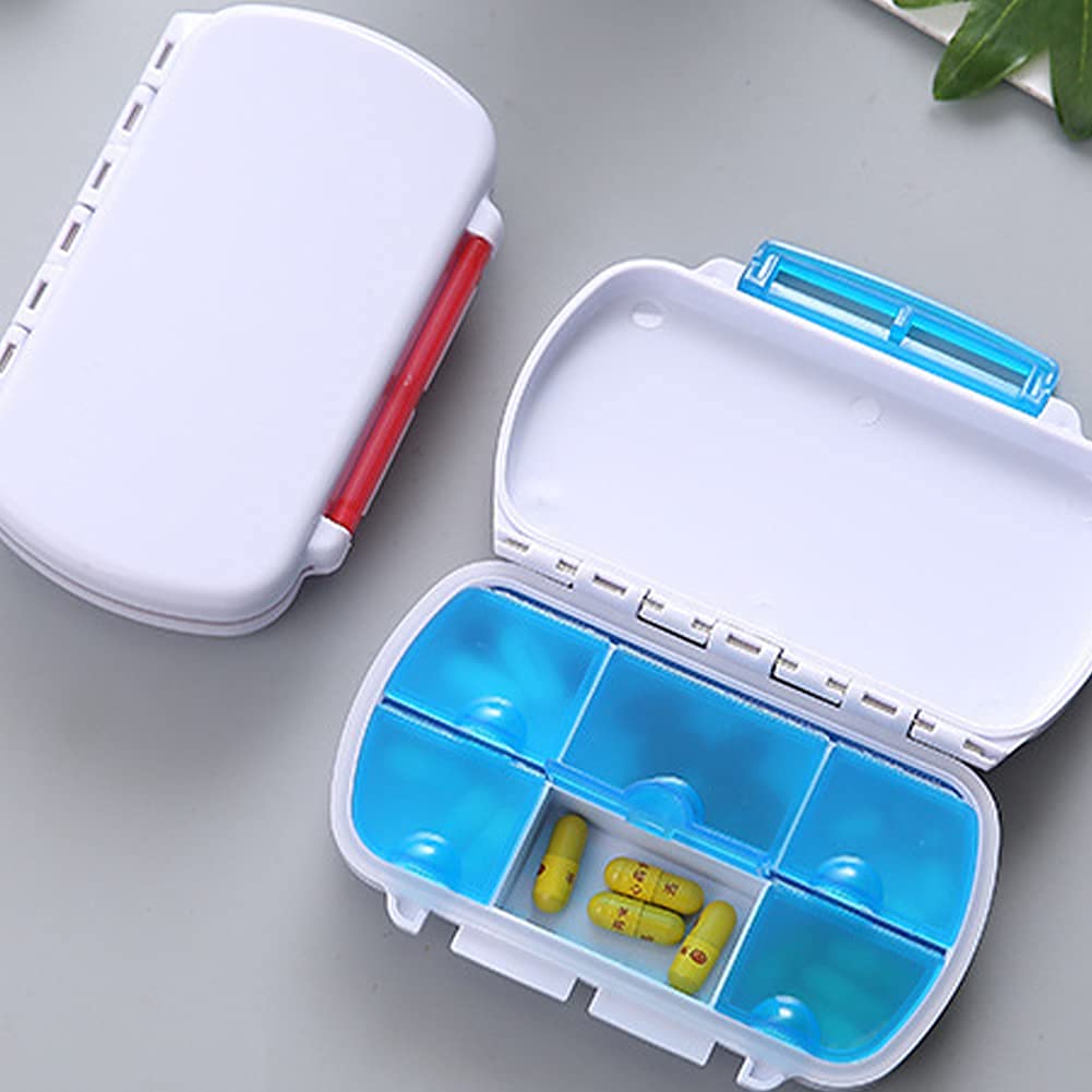 Organizador de pastillas Organizador de pastillas Medicina Dispensador de tabletas Organizador de tabletas Cajas de pastillas 7 días 4 veces al día Pastillero semanal Suministros médicos Azu
