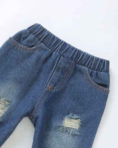 Image of Toddler Boy Clothes Baby Boy Outfit Letter Prints Hoodies Top Ripped Jeans Cute Boys Clothing Set Fall Winter