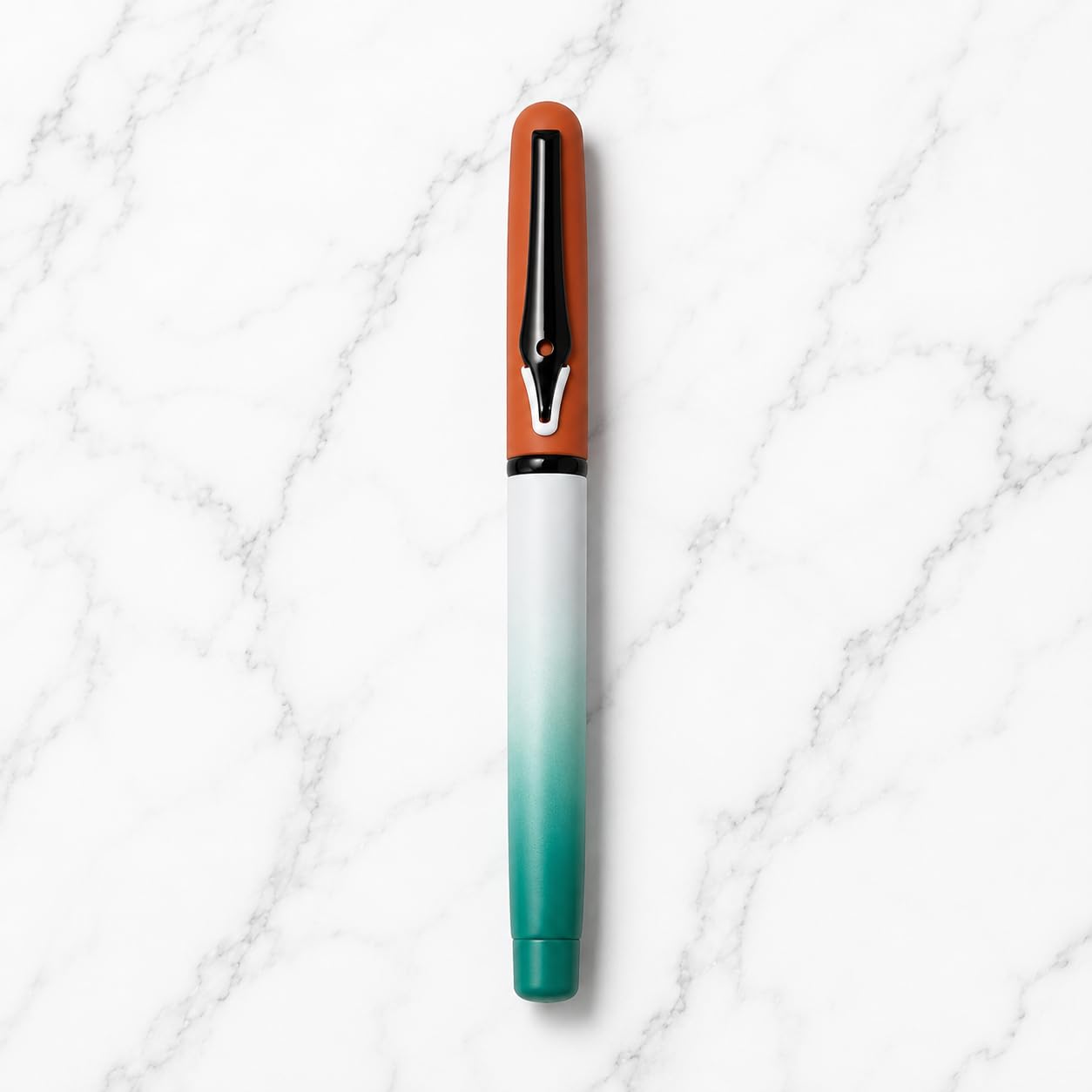 Pen Paradise Matt White & Green Dual Colour Metal Ball Pen with Orange Magnetic Cap & Black Clip | Openable Executive Writing Pen | Black Ink | Premium Independence Day Tinga Shade Gift Pen | 1 Pc-image-2