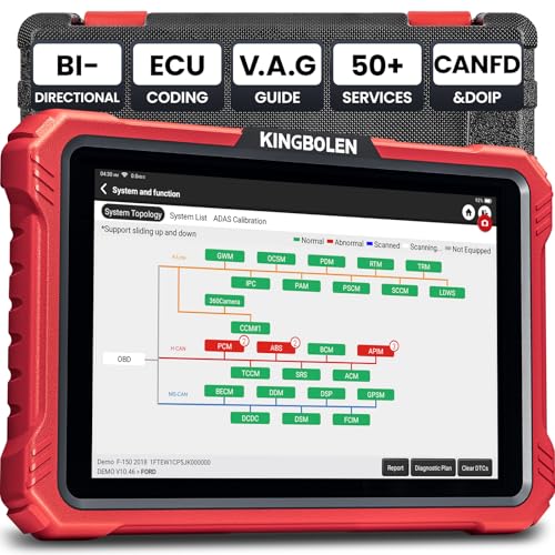 KINGBOLEN K10 Elite Car Diagnostic Tool, Bi-Directional Full System OBD2 Code Reader with Topology Map, ECU Coding, 50+ Resets Services, CANFD&DOIP, FCA, 2 Years Update.