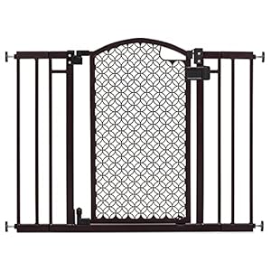Summer Modern Home Decorative Walk-Thru Baby Gate, Metal with Espresso Finish, Decorative Arched Doorway 30 Tall, 1…