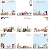 Lovarywow London Sticky Notes Gifts - 9 Pack Watercolor London City Notepads 3x3 Inches, Traveler Souvenirs Self-Stick Memo Pad Office School Supplies for Students Coworkers (450 Sheets)
