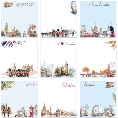 Eiapadeor London Sticky Notes Gifts - 9 Pack Watercolor London Ci...