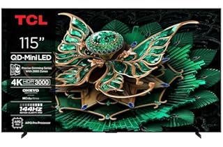 TCL 115C7K QD-Mini LED TV, 115", 4K HDR Premium 3000, Smart Google TV with Motion Clarity Pro 144Hz (Dolby Vision IQ & Atmos, ONKYO 4.2.2 Ch Hi-Fi, CrystGlow HVA Panel, Game Master)