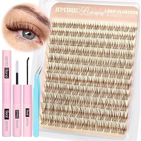 JIMIRE Natural Brown Wispy Cluster Lashes Kit Cover