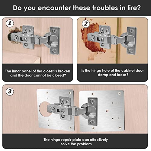 Fusiontec 2Pcs Cabinet Hinge Repair Plate With Free Screwdriver, Brackets, Easy Installation Mounting Screws, Stainless Steel Bracket Kit For Furniture Shelves, 2 Pieces #TOP4