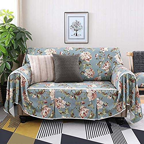 Housse de canapé coton lin imprimé floral taie oreiller 45x45 décoration salon