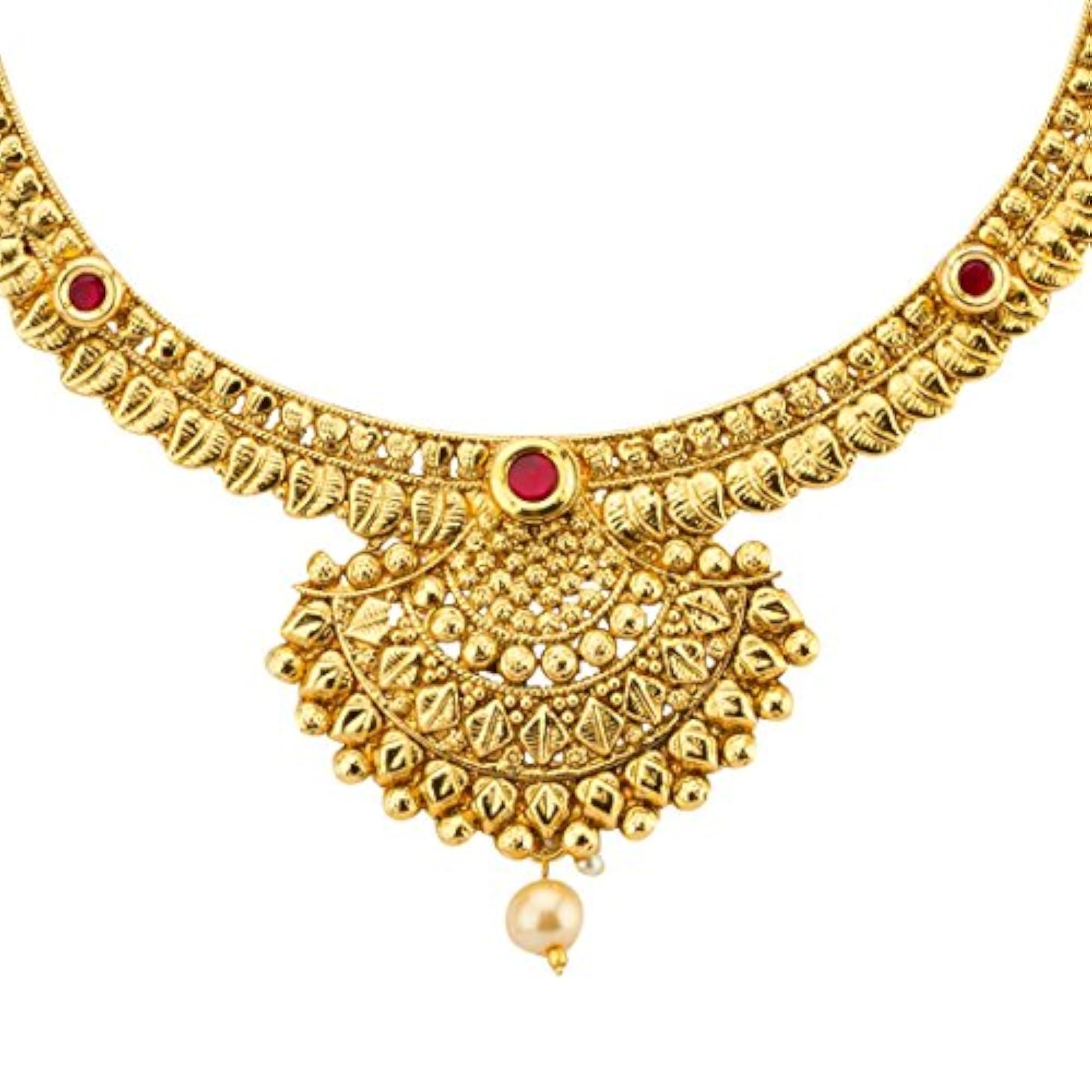 Petals Plated Necklace Set with Earrings (JG-NC-544)