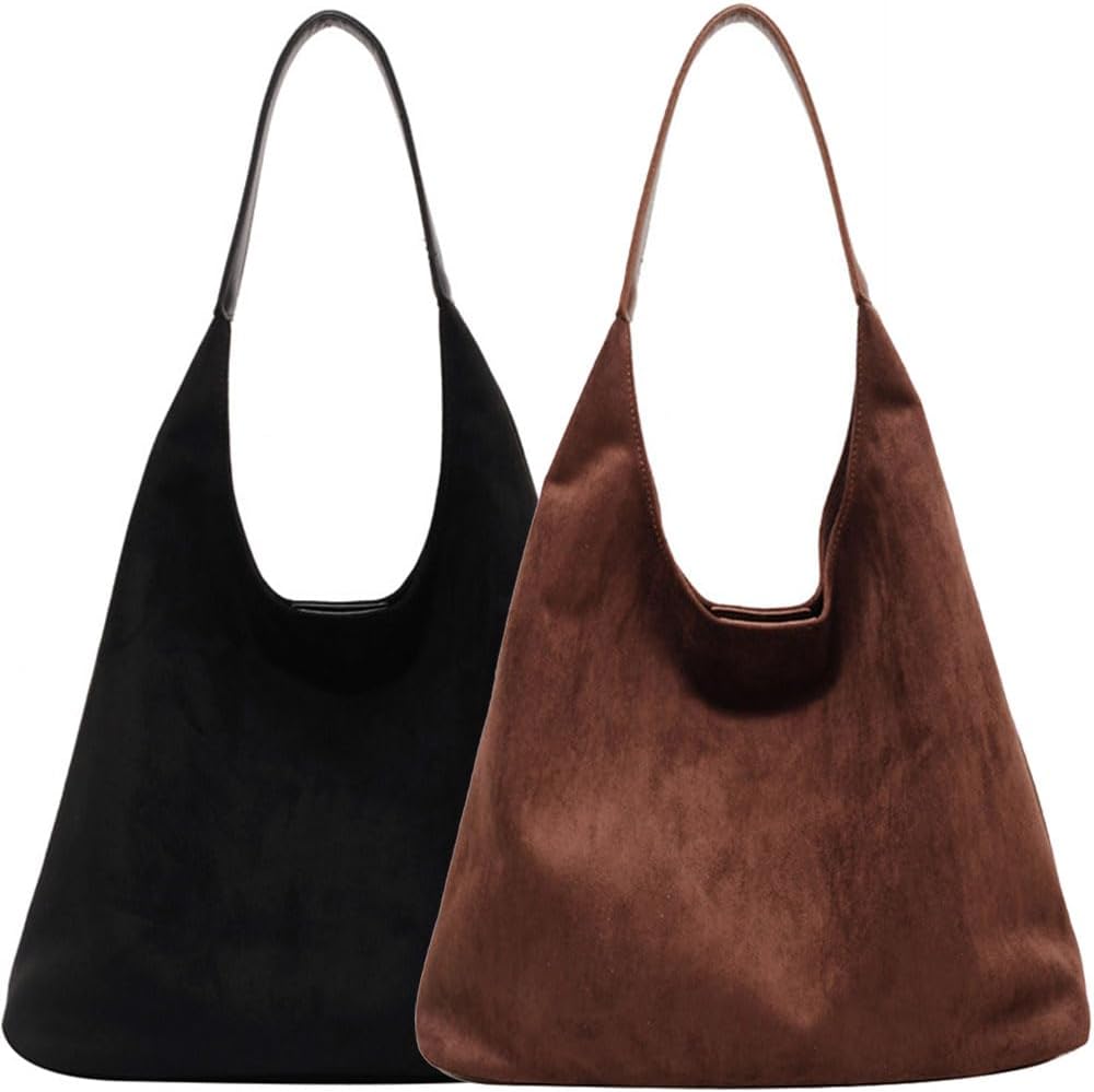 Women's Brown Suede Hobo Bag, Large Slouchy Shoulder Bag, Chocolate Brown Tote, Crossbody Handbag