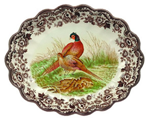 Spode Woodland Pheasant Oval Fluted Dish Spode Woodland Pheasant Oval Fluted Dish
