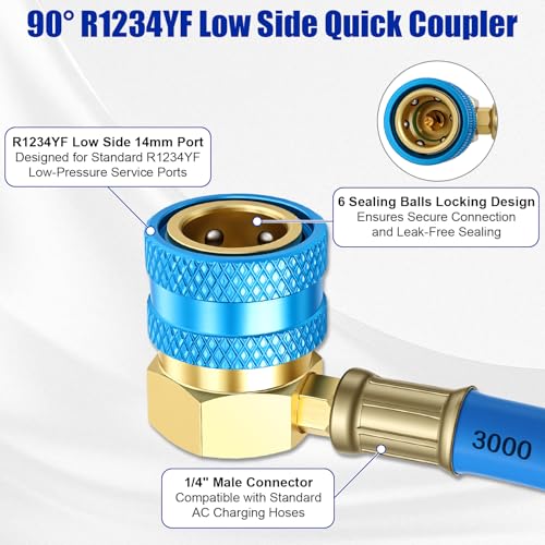 Manguera de carga R1234YF con manómetro y adaptador miniatura 7